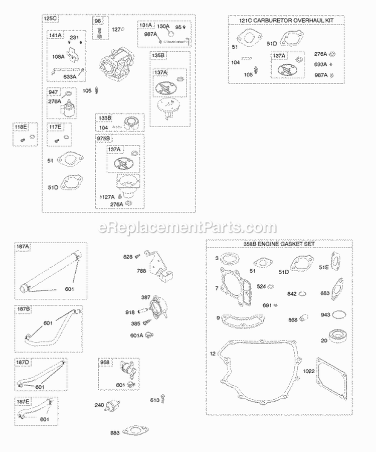 Carburetor Fuel Supply Gasket Set - Engine Kit - Carburetor Overhaul Diagram and Parts List for 441577-0112-E1  Briggs and Stratton Engine